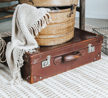 vintage boho retro leather suitcase