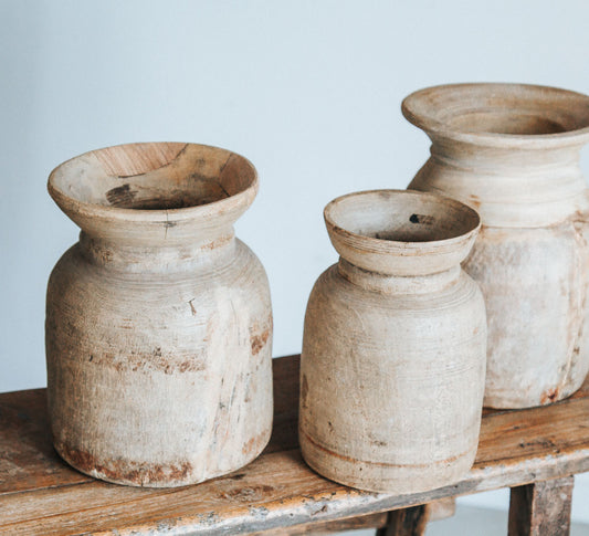 vintage boho bleached indian water pot