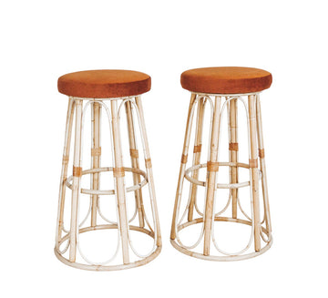 Vintage Cane Bar Stools x2