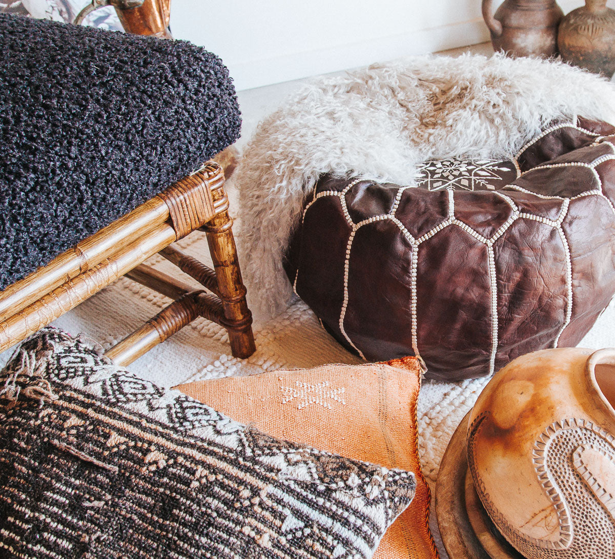 Fabulous Floor cushion Cover - Kilim pouf - Handmade from Boujad rug -Berber Moroccan Floor cushion 2024 - Seat cushion - armchair - sofa pillow