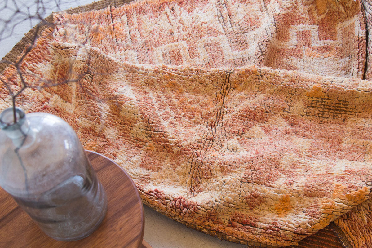 vintage boho moroccan earthy toned wool boujaad rug