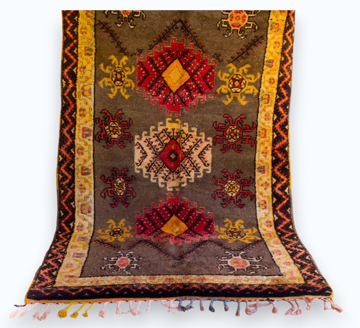 vintage boho moroccan wool boujaad rug