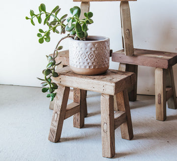 boho mini recalimed wood elm stool