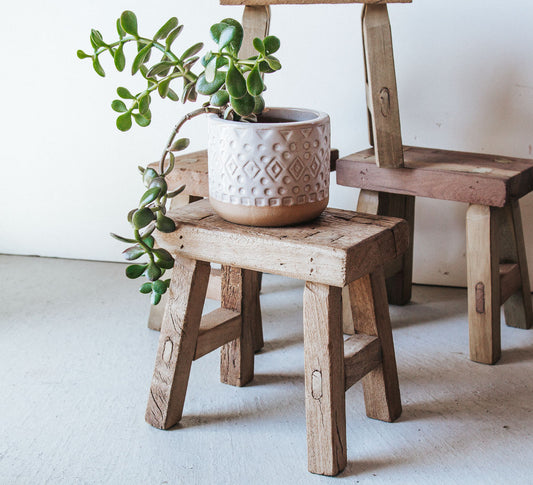 boho mini recalimed wood elm stool
