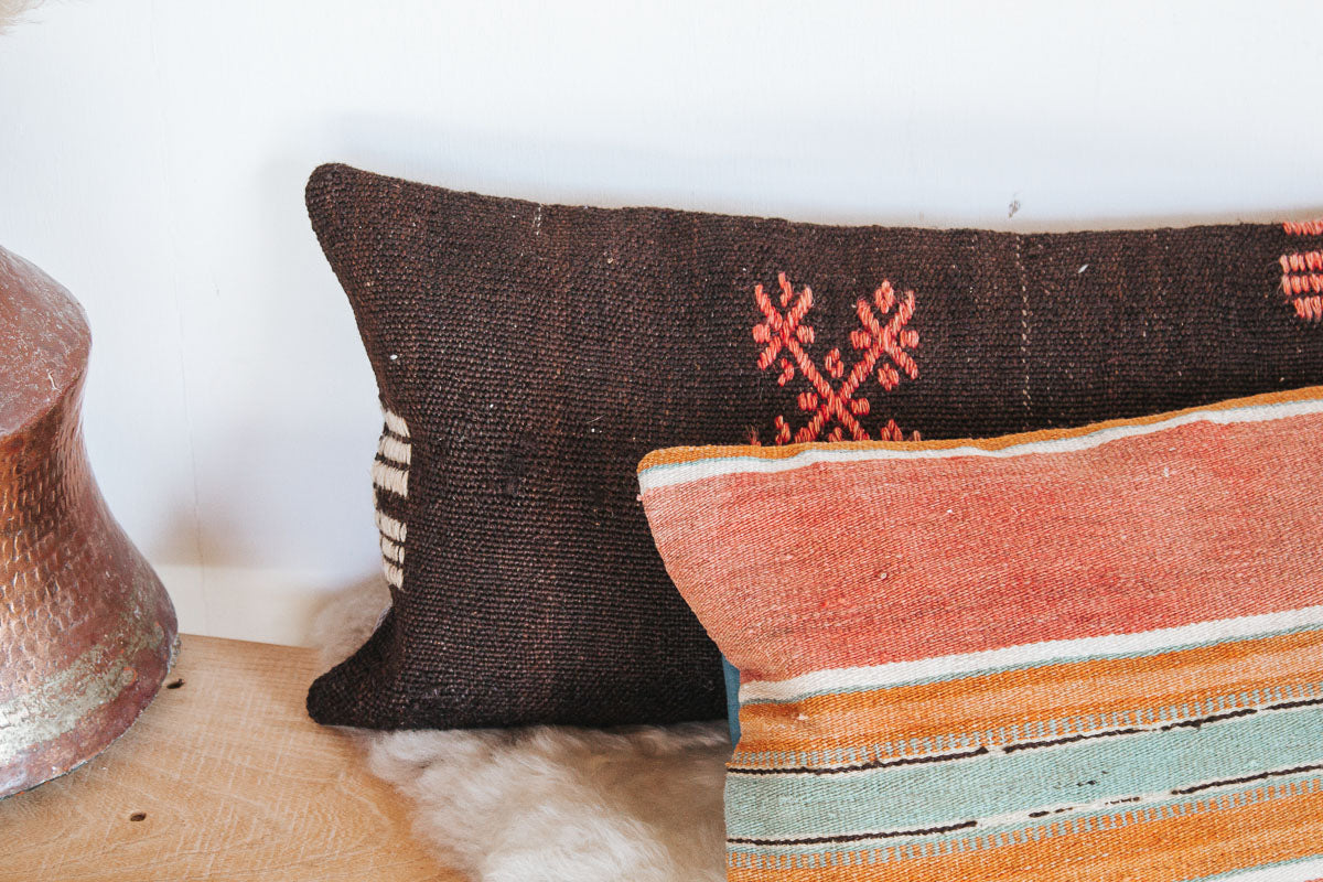 boho woven cotton wool turkish kilim handmade vintage pillow cushion