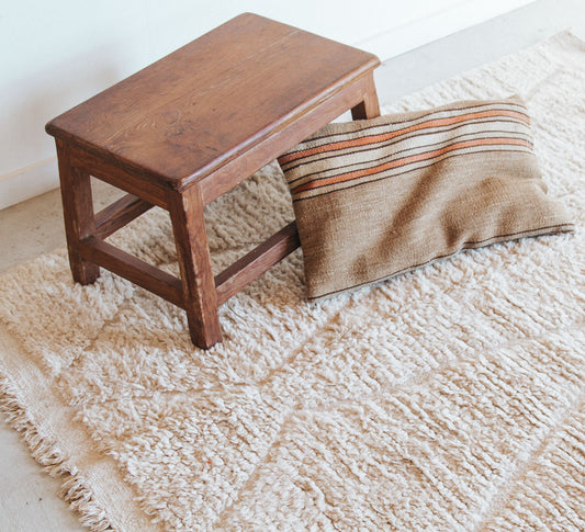 vintage boho beni ourain moroccan  wool floor rug in cream, thick wool 