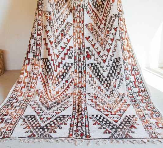 vintage boho beni ourain wool moroccan rug with tribal pattern bohzali