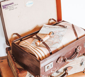 vintage boho leather retro suitcase