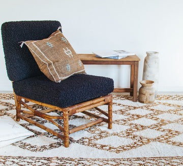 vintage boho beni ourain wool moroccan rug cream with soft brown diamond pattern