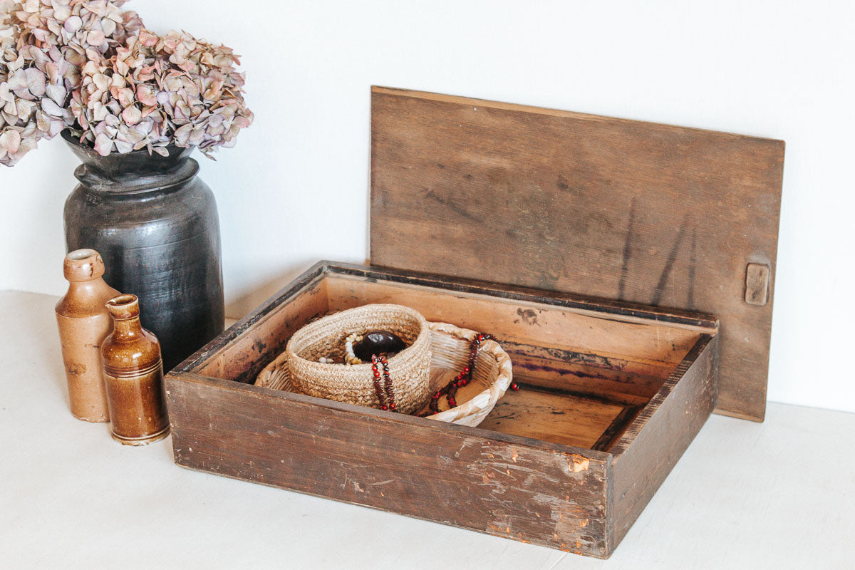 vintage boho wooden simplex duplicator storage box