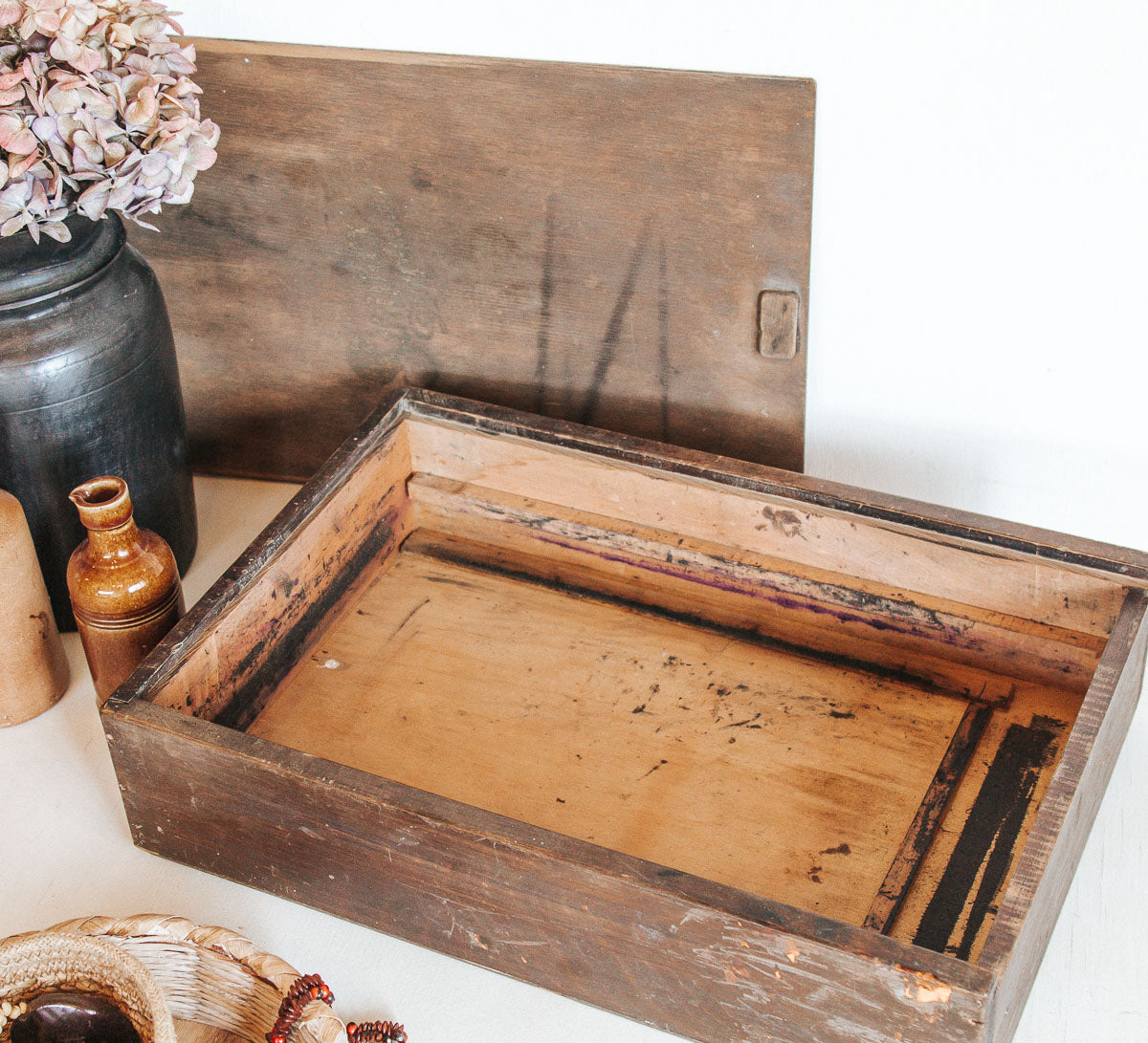 vintage boho wooden simplex duplicator storage box