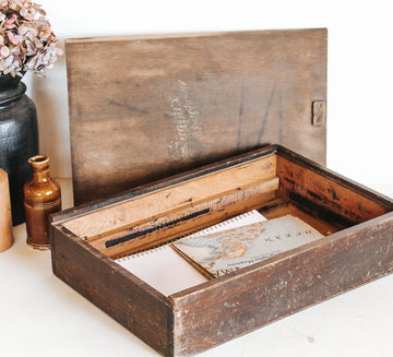 vintage boho wooden simplex duplicator storage box