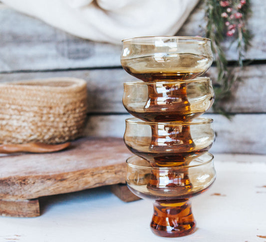 Vintage Kaaru Honeygold Glasses - Set of 4