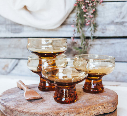 vintage boho nz crown crystal amber gold glasses