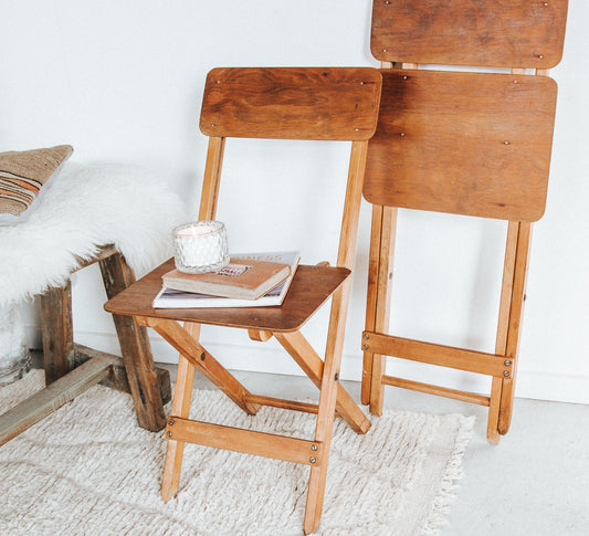vintage antique  boho wooden foldup chairs