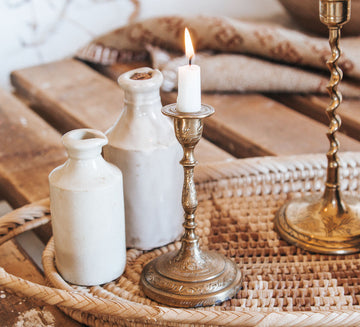 vintage boho brass candle holder