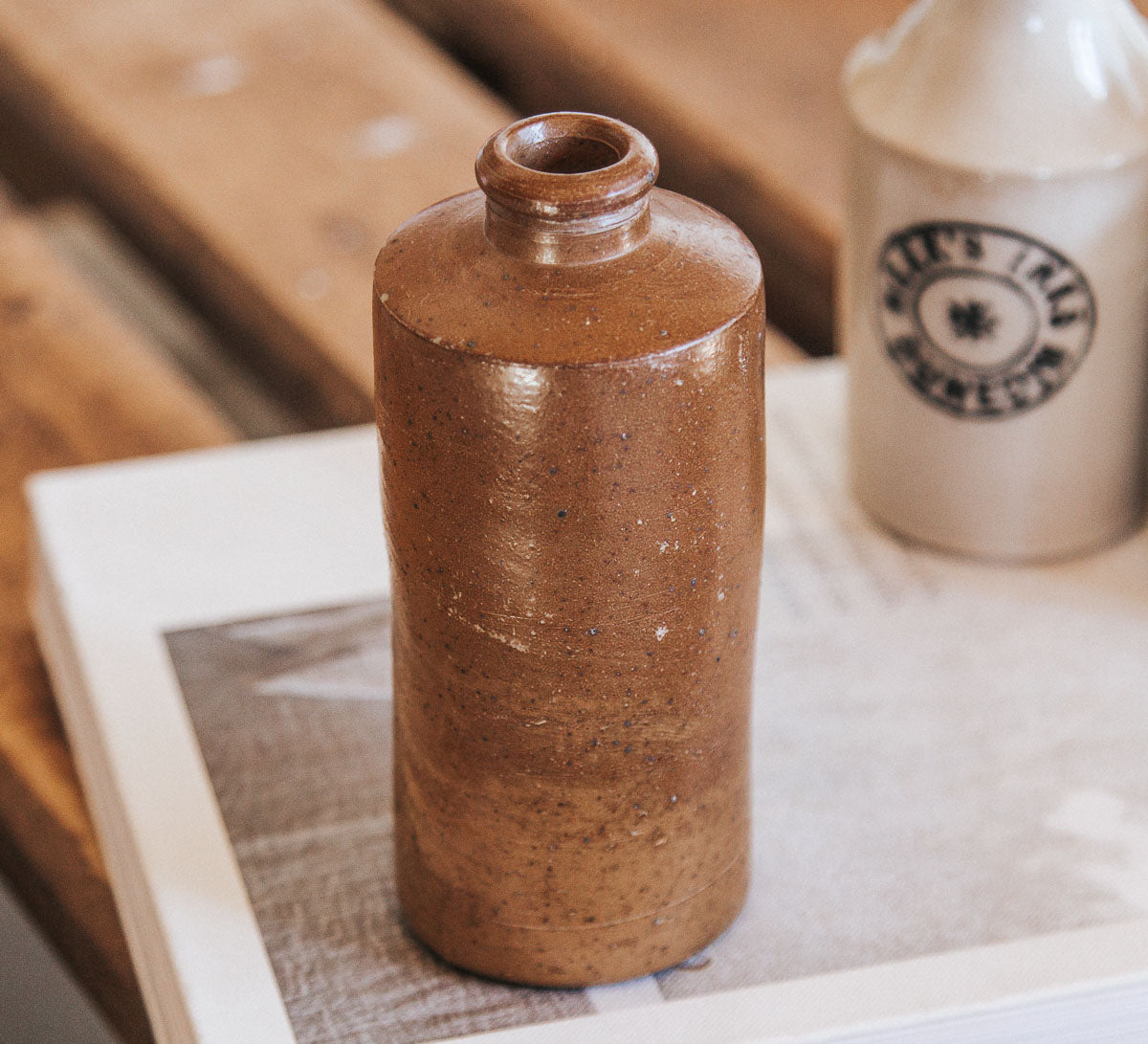 vintage boho stone crock bottle