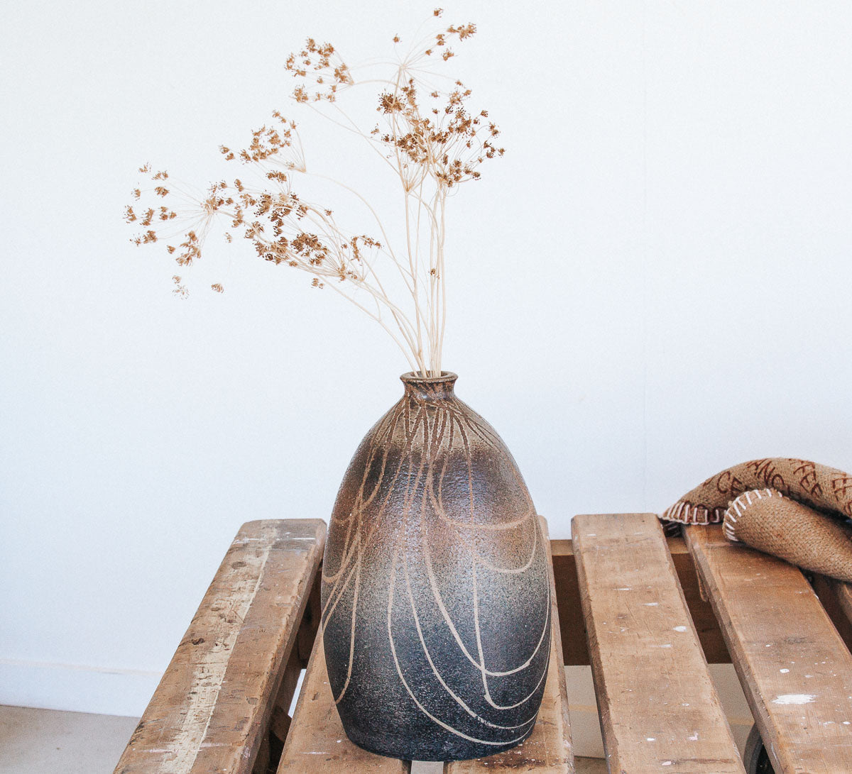 vintage boho rustic pottery vase