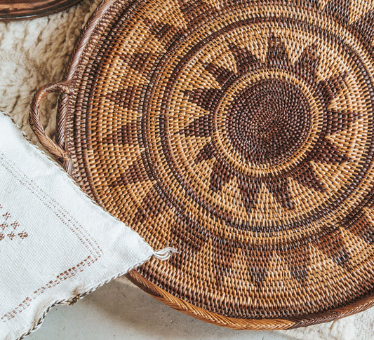 boho woven ethnic tray from lombok
