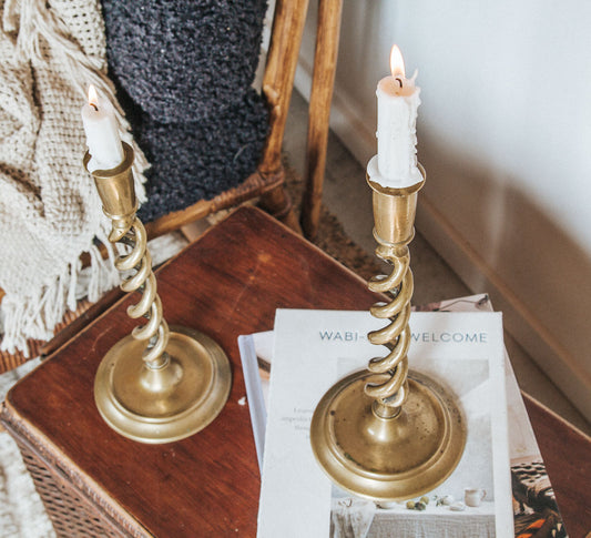 Pair of Brass Vintage Candleholders