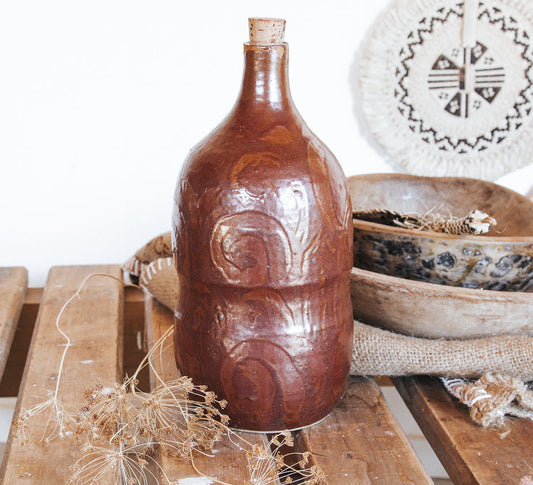 vintage boho studio pottery bottle vase