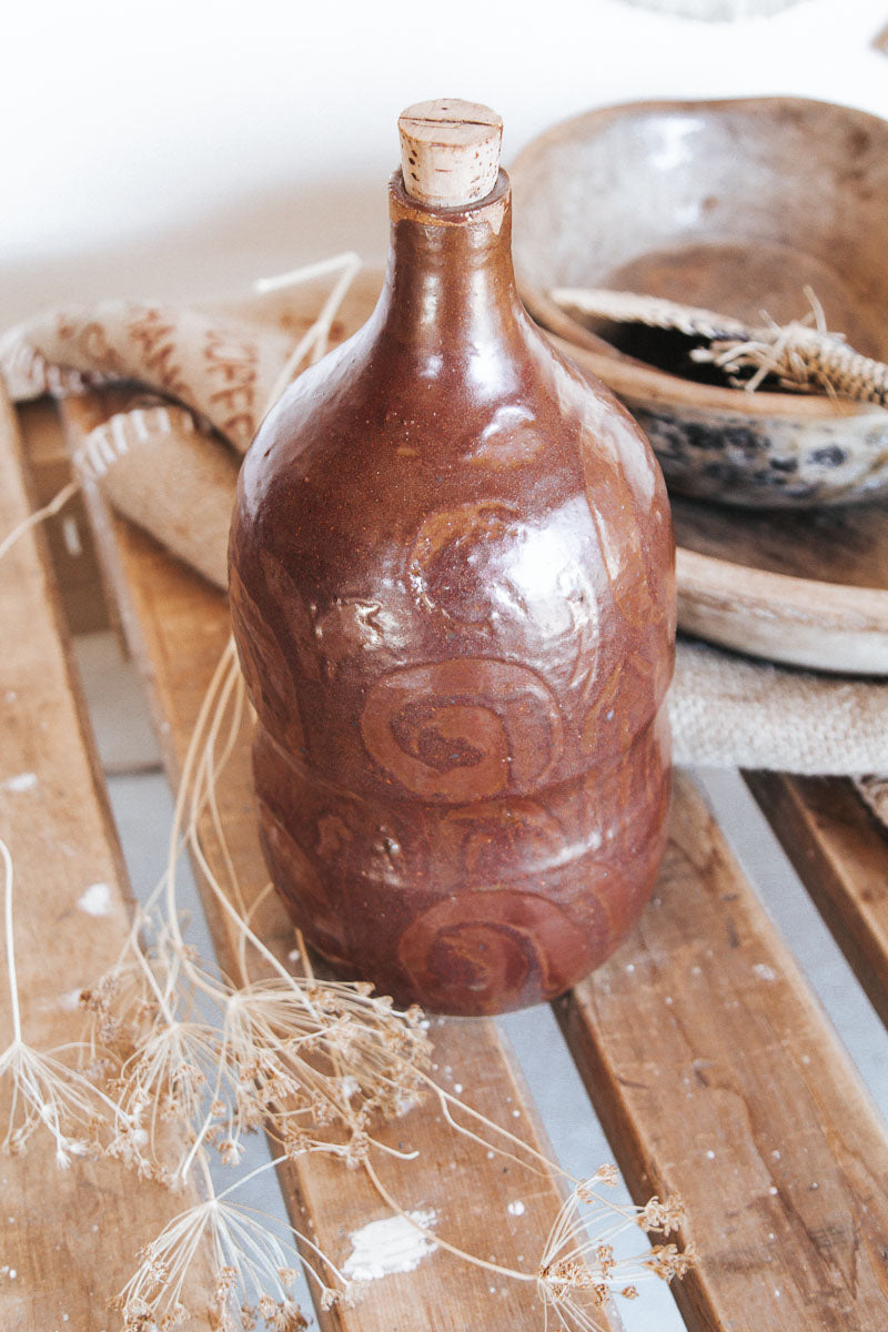 vintage boho studio pottery bottle vase