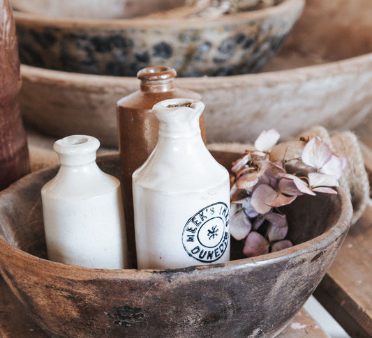 vintage boho stone crock ink bottle by meeks inks dunedin