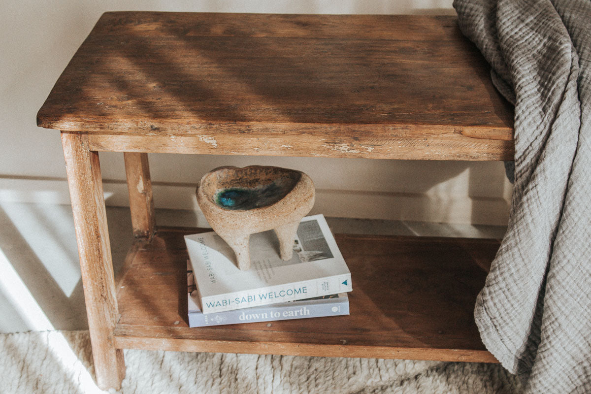vintage reclaimed rustic wooden console table bench seat in designer style