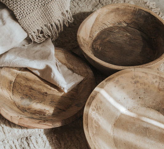 vintage boho reclaimed wooden handmade rustic earthy designer wood bowl