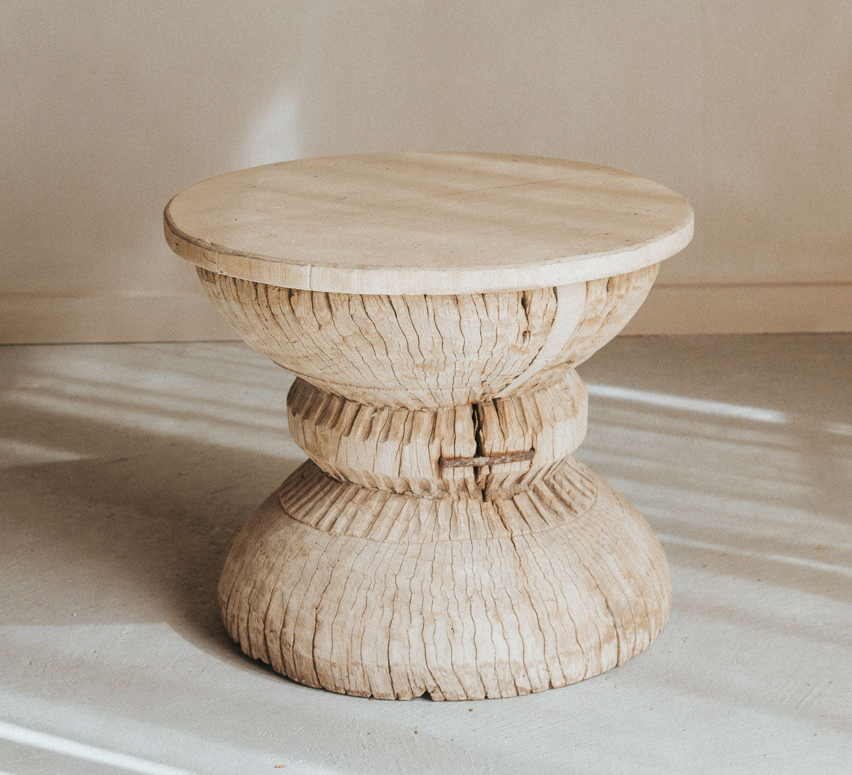 vintage reclaimed wood interior stylist designer okhli wooden handcarved side table