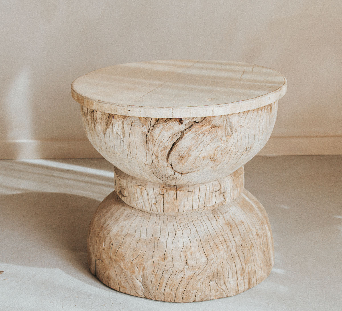 vintage reclaimed wood interior stylist designer okhli wooden handcarved side table