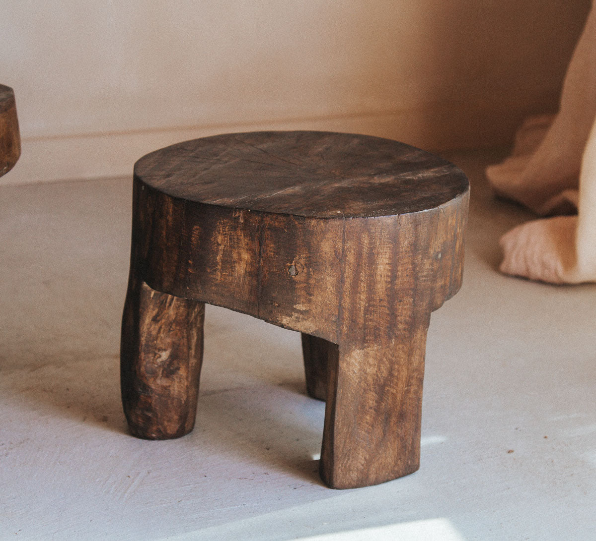 antique rustic reclaimed handcarved wooden designer naga stool