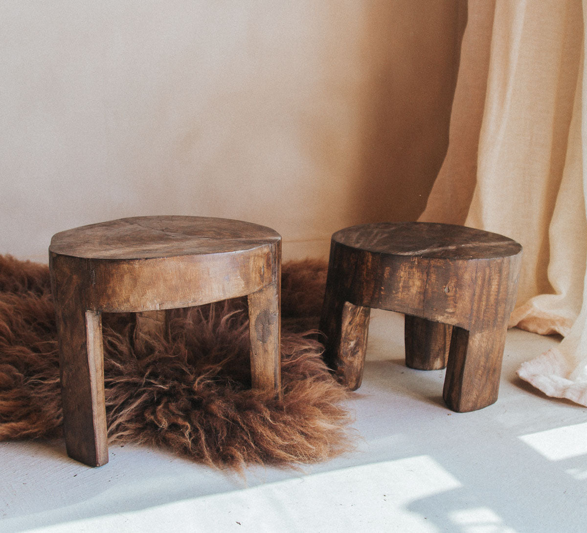 antique rustic reclaimed handcarved wooden designer naga stool