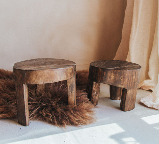 antique rustic reclaimed handcarved wooden designer naga stool