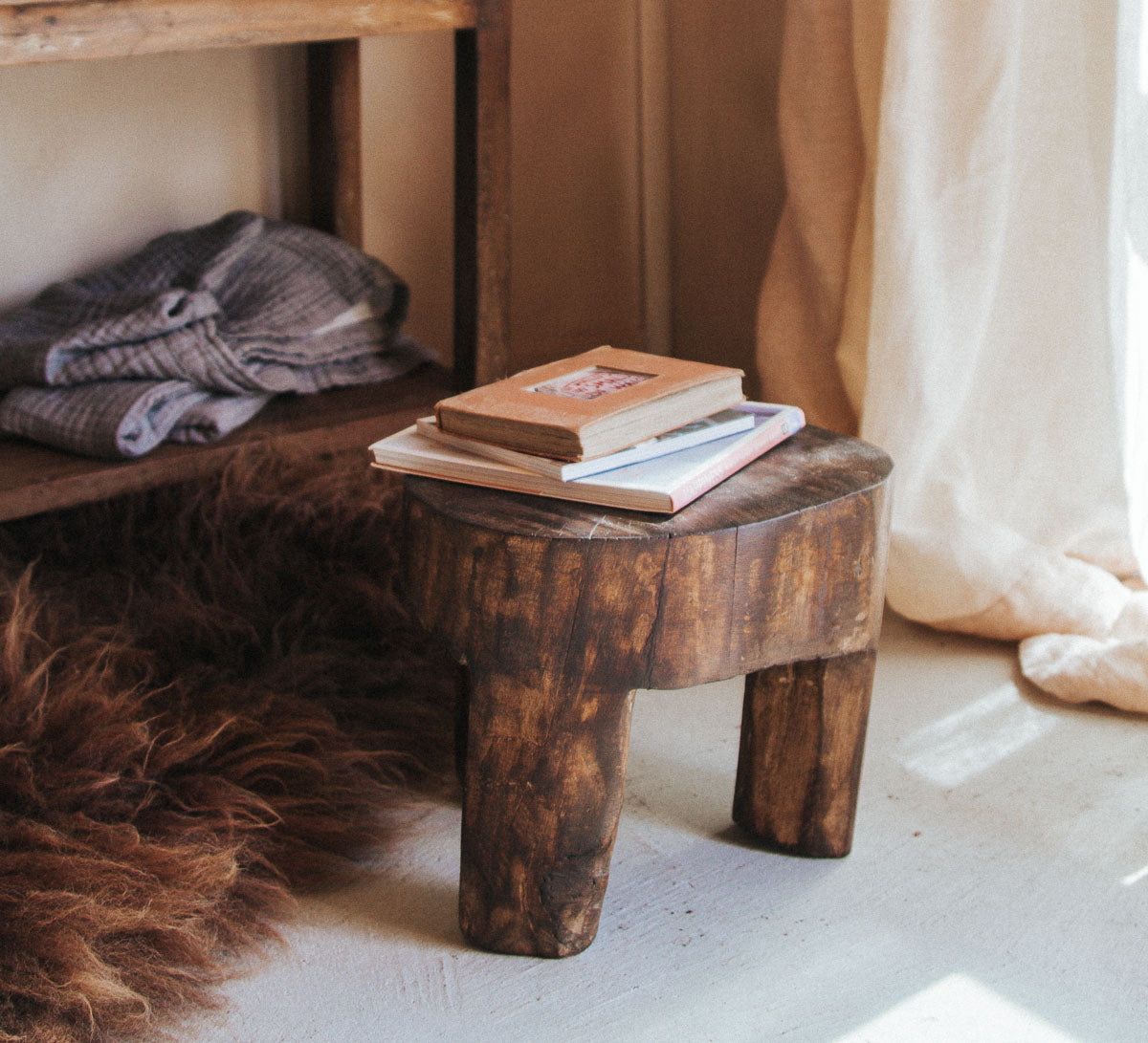 antique rustic reclaimed handcarved wooden designer naga stool