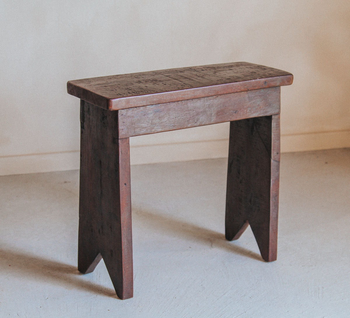 vintage boho wooden reclaimed rustic wooden stool in dark brown cocoa, scandivibe