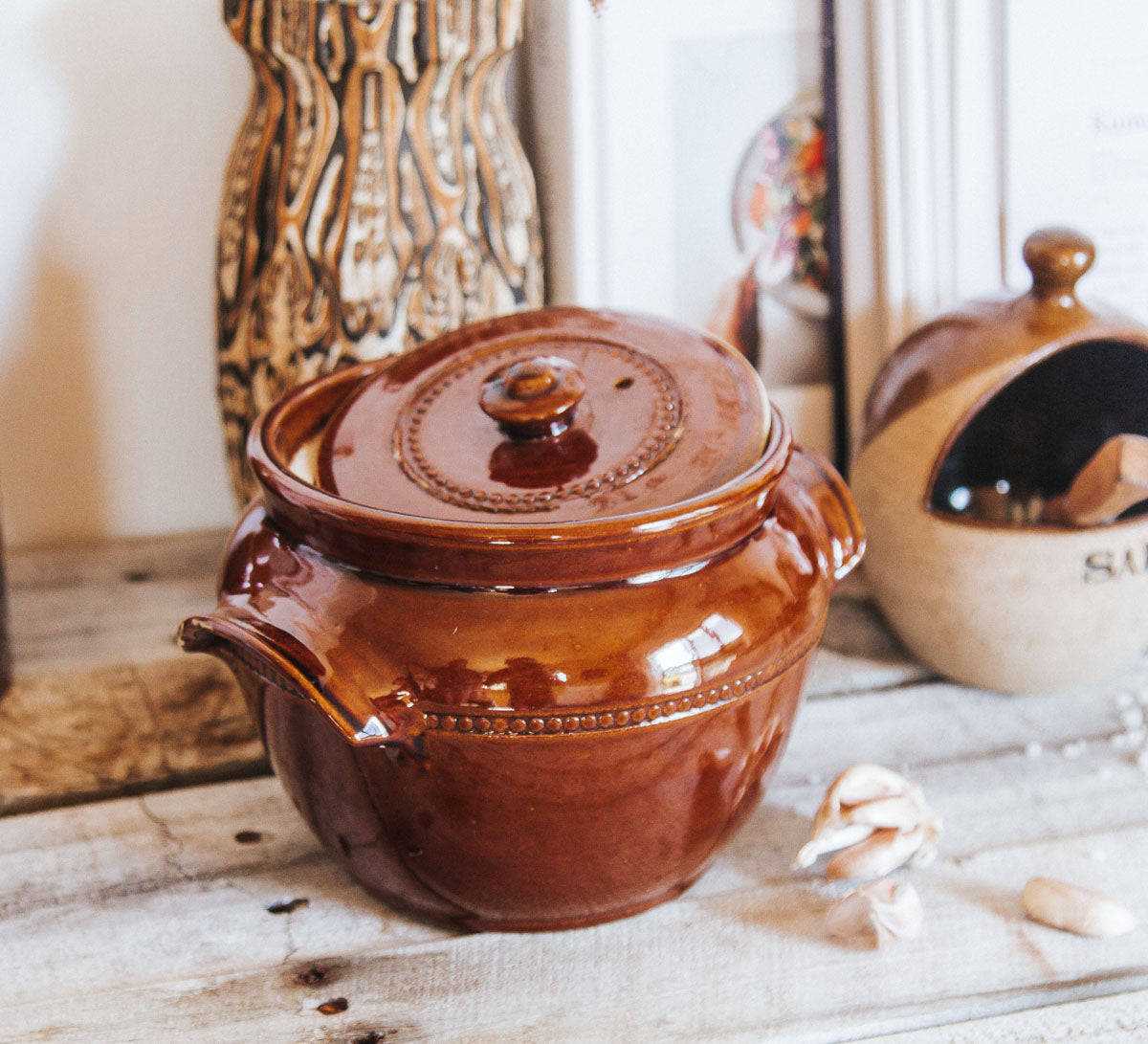 vintage boho retro crown lynn casserole dish