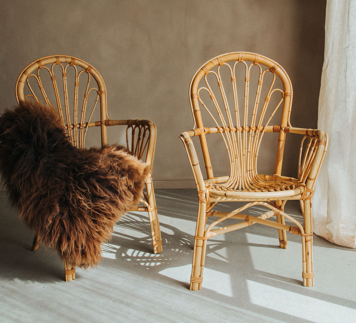 vintage retro boho bohemian designer cane rattan chairs