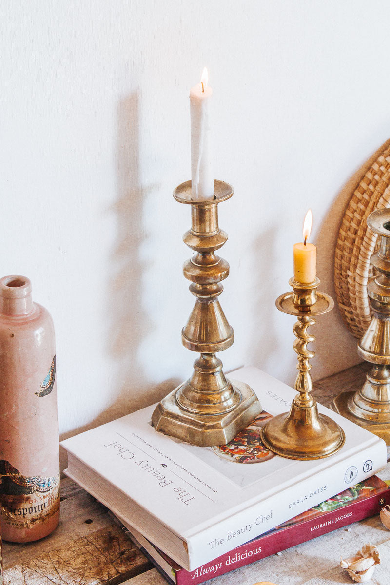 vintage boho brass candle holders