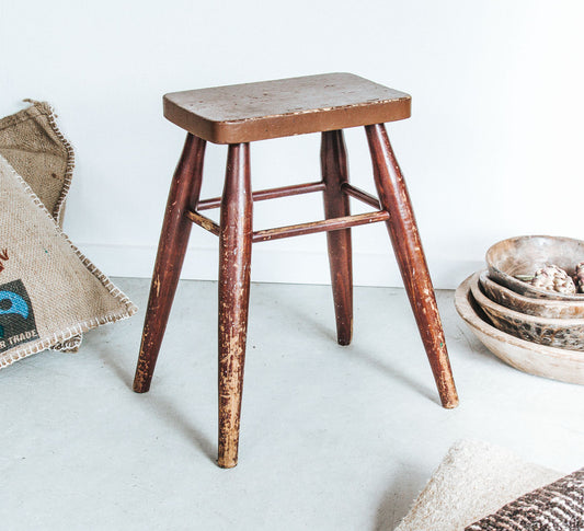 vintage wooden milking stool