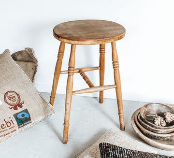 vintage boho wooden rustic bar stool