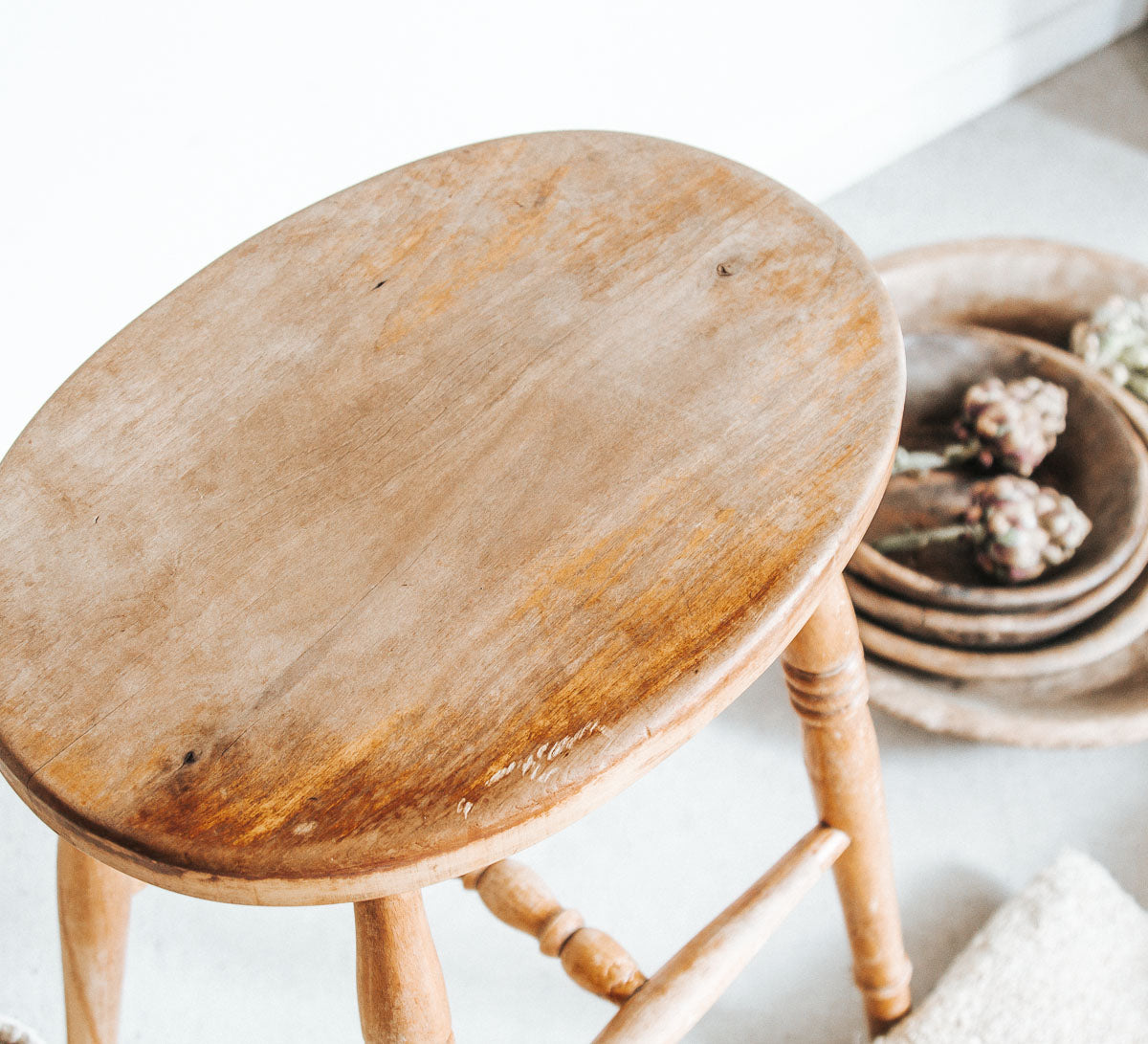 vintage boho wooden rustic bar stool