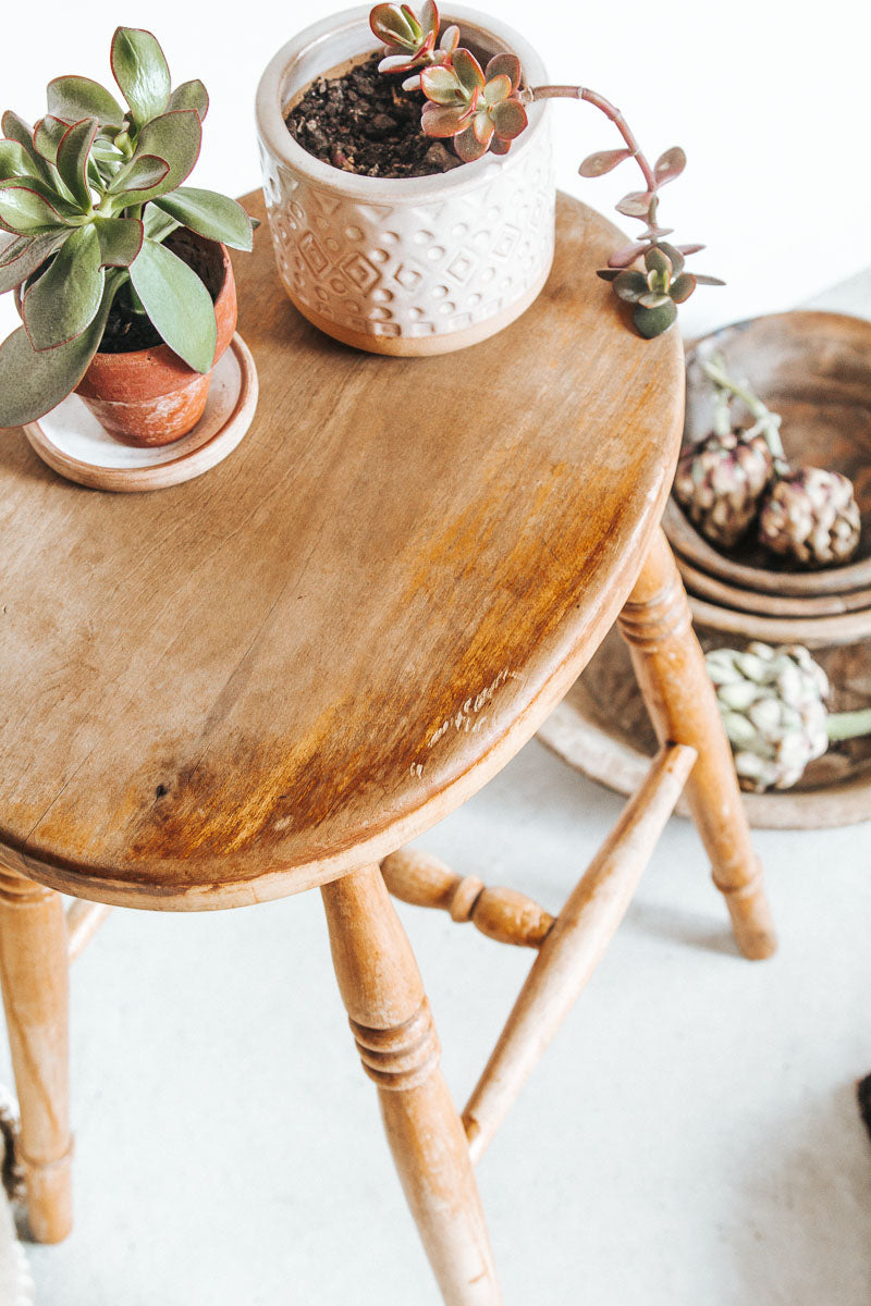 vintage boho wooden rustic bar stool