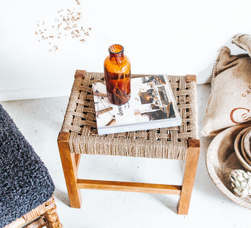 vintage boho seagrass stool