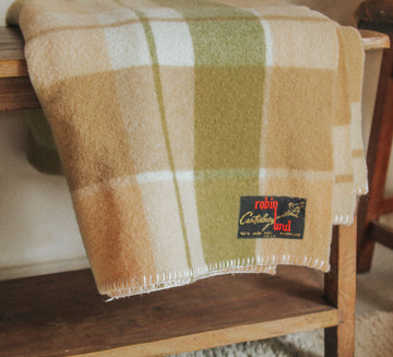 vintage retro kiwiana nz robin wul wool woollen blanket rug 