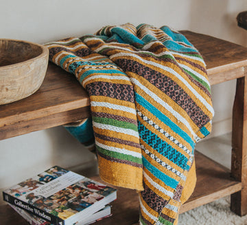 vintage retro handloomed cotton bach beach throw blanket