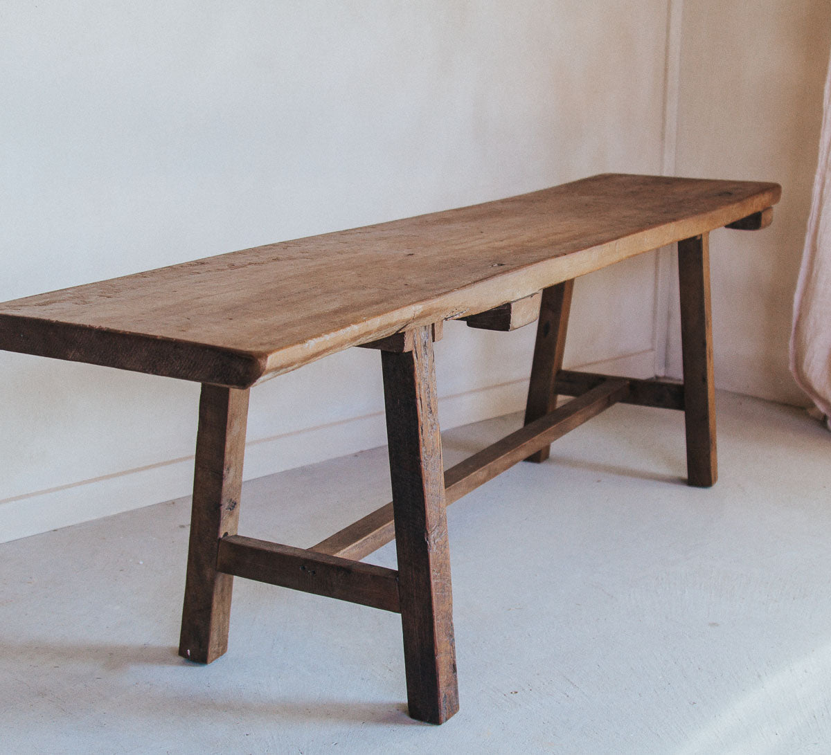 rustic boho wooden timber reclaimed bench seat