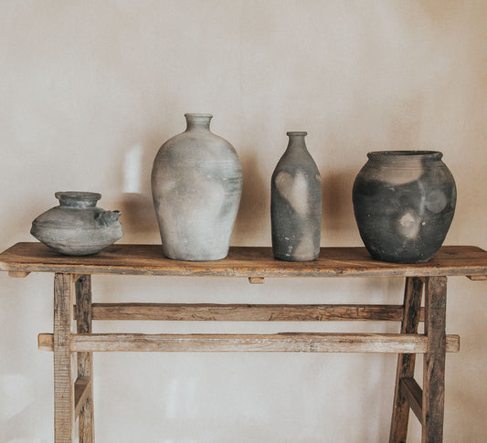 original boho rustic clay pot urn vase