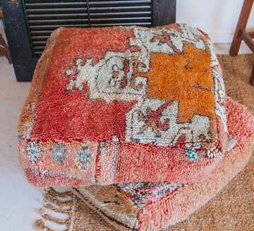 boho vintage recycled moroccan boujaad wool floor cushion