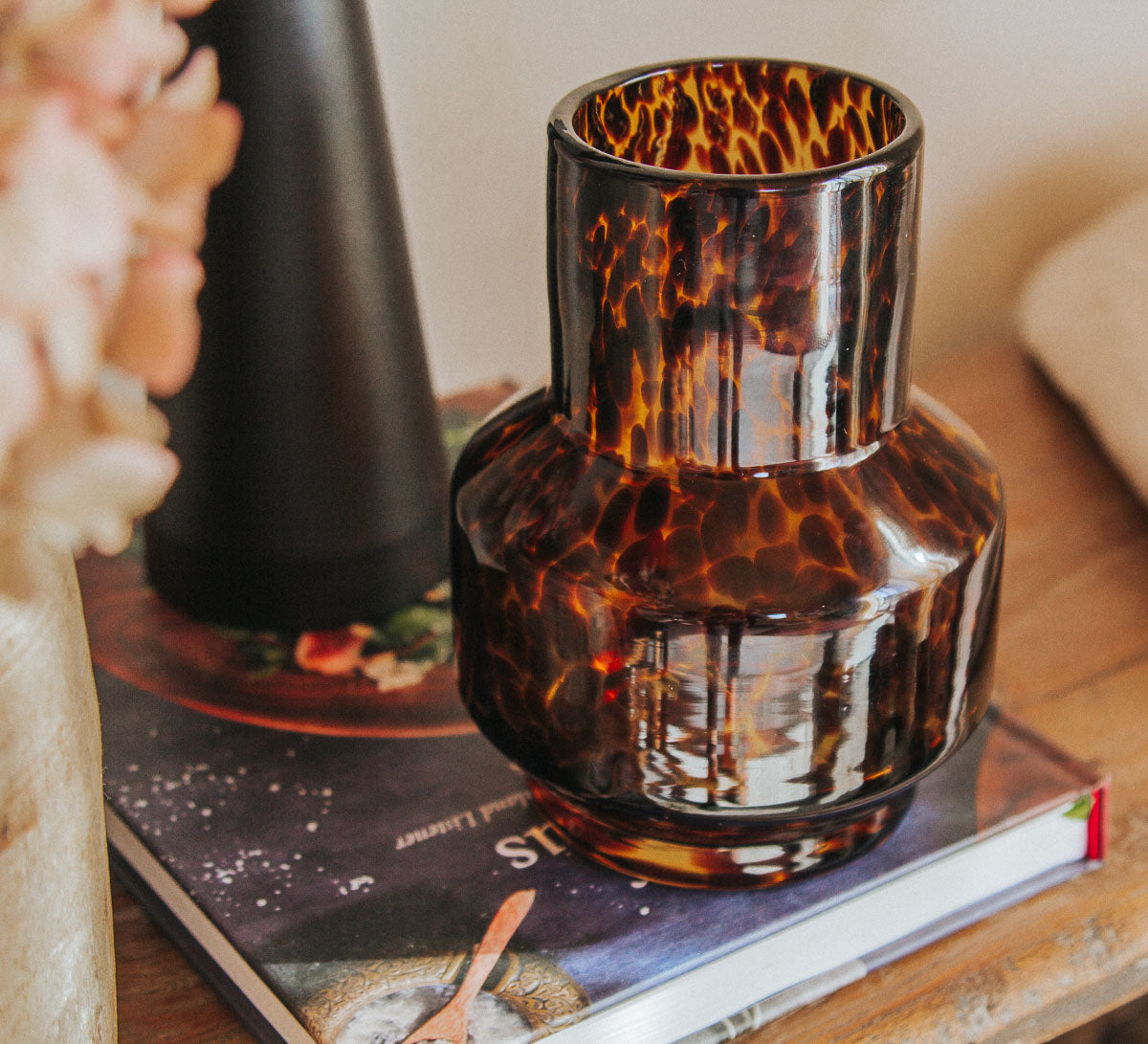 interior design stylish glass leopard print candle holder vase